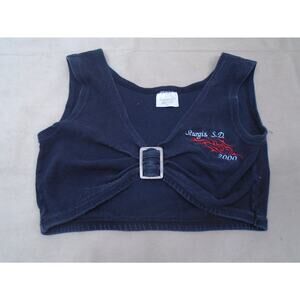 Vintage Y2K Womens Sturgis Biker Bra Cotton Black Tattoo Buckle Size Medium